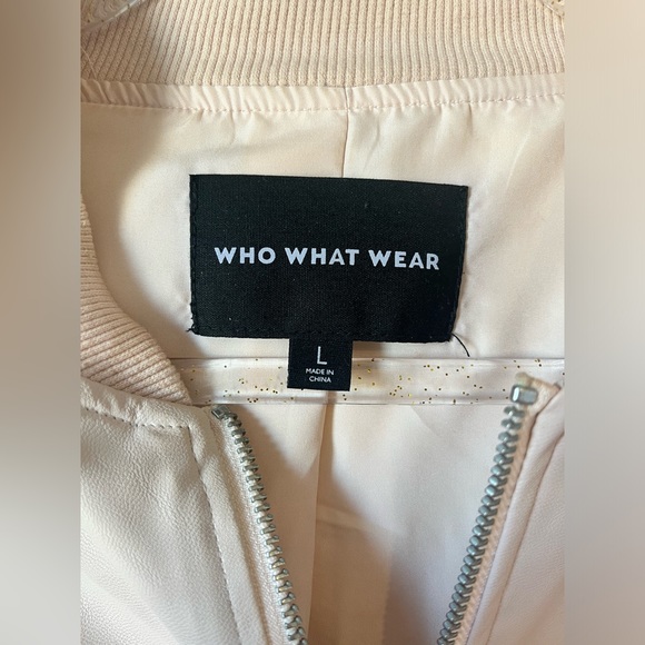 Who What Wear Pink Faux Leather Bomber Jacket - Picture 2 of 3